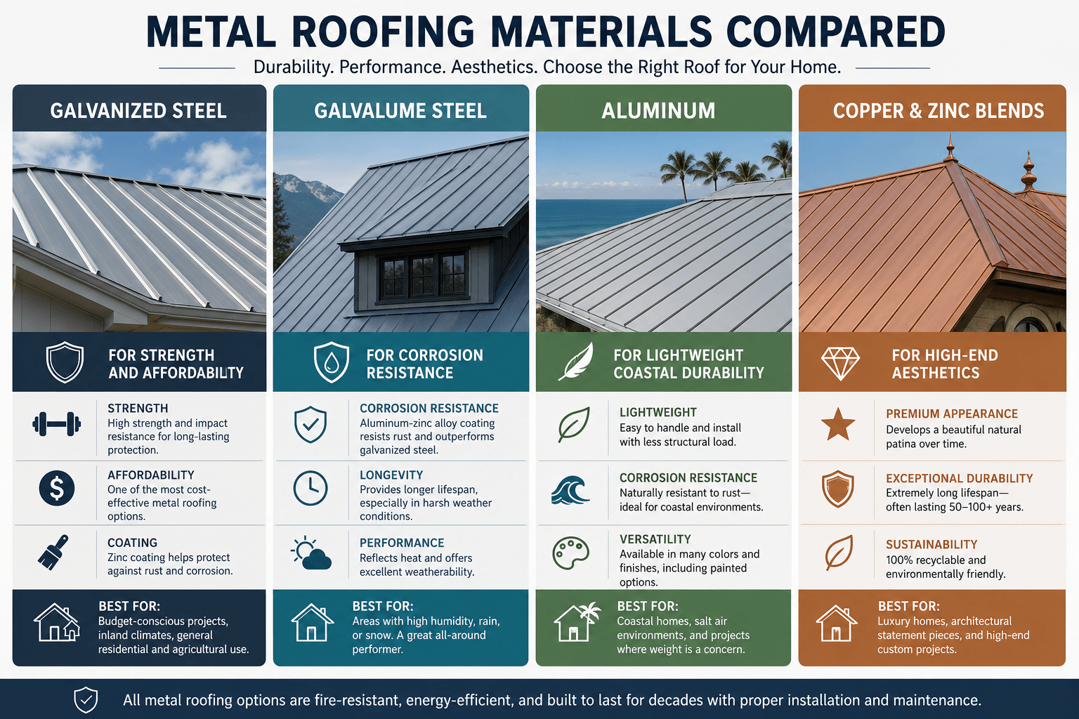 metal roofing material options compared