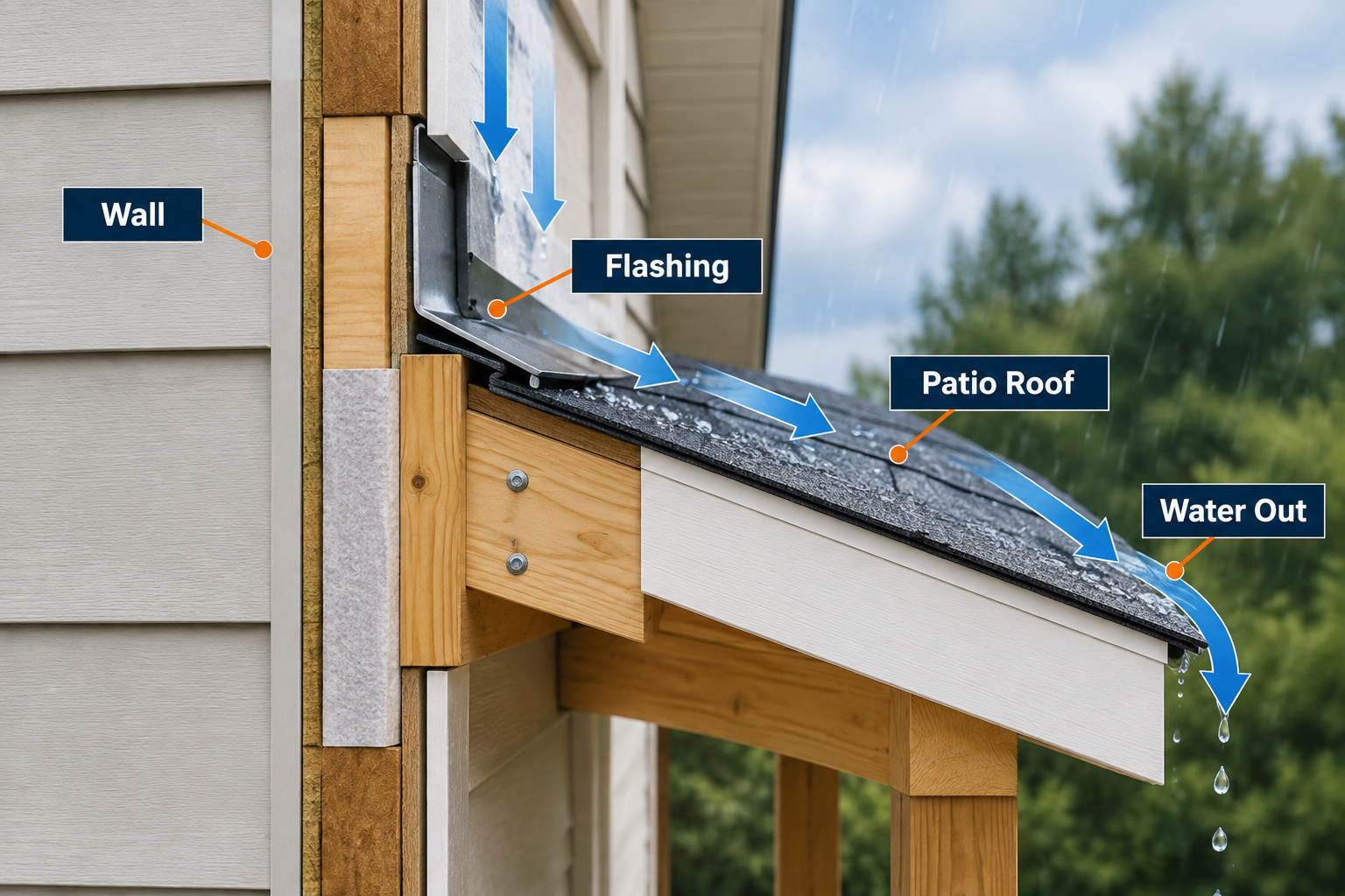 how to attach a patio roof to an existing house